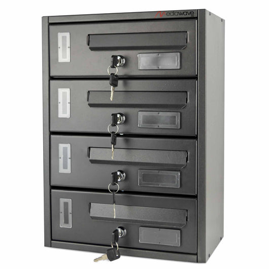 Cassette Postali 42x18x30 cm Artigian 4 Posti con Serratura in Metallo Antracite