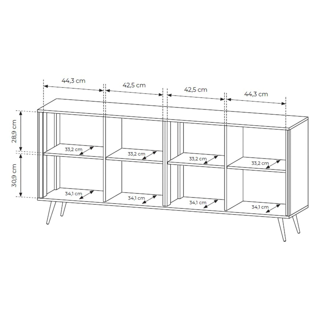 Madia Harero, Credenza 4 Ripiani, 110x40x78h cm Bianco Crema