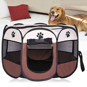 Trade Shop - Tenda Da Campeggio Pieghevole Per Animali Gabbia Cani Cucce Ottagono 100x100 Cm -