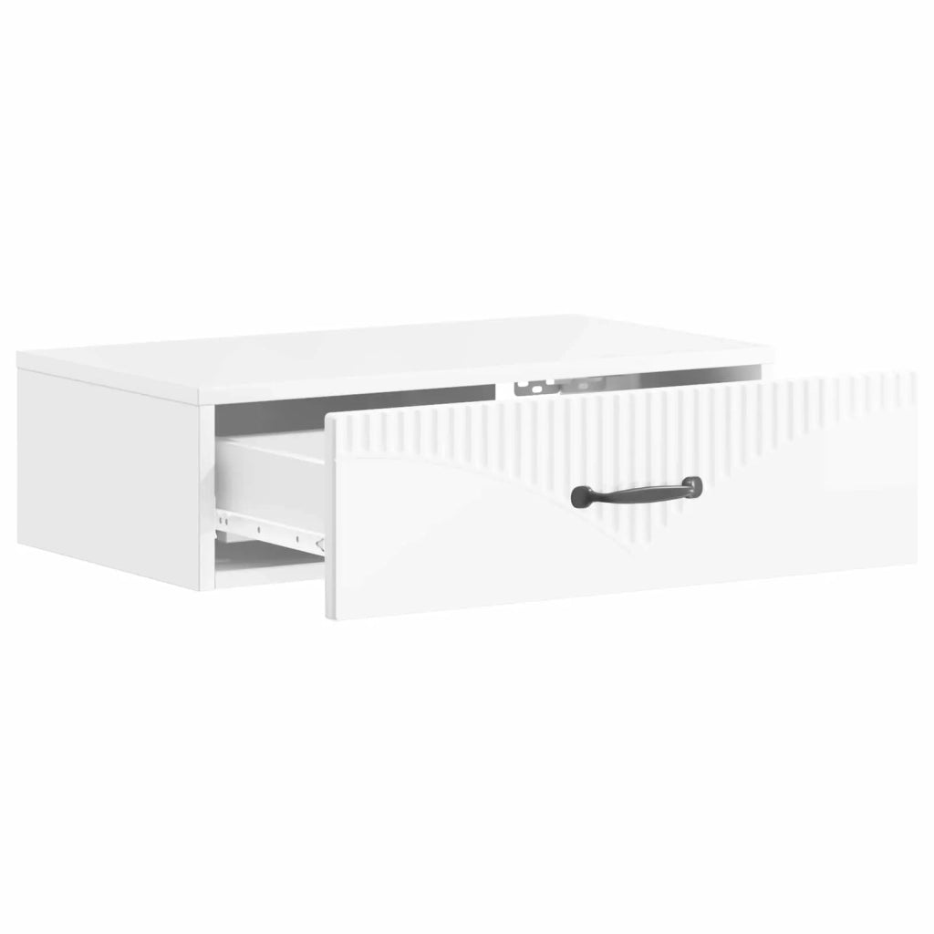 Tavolino da Parete Laterale Bianco Lucido 59 x 34,5 x 17 cm