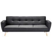 Divano Letto Rivestito In Tessuto Nero 3 Posti Trasformabile Gambe In Legno Soggiorno Moderno E Minimalista