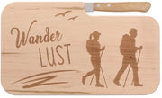 Tavolo per snack | Tavolo per snack "Wanderlust" con manico - Tavolo per affettare con motivi di escursione | Regalo per escursionisti e appassionati di outdoor