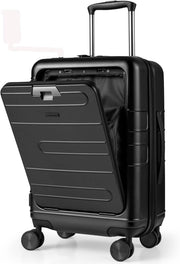 Valigia Bagaglio a Mano 20" con Tasca Frontale, Porta USB, Trolley Bagaglio a Mano con Serratura, Ruote Girevoli, Manico Regolabile (Senza Beauty + Nero)