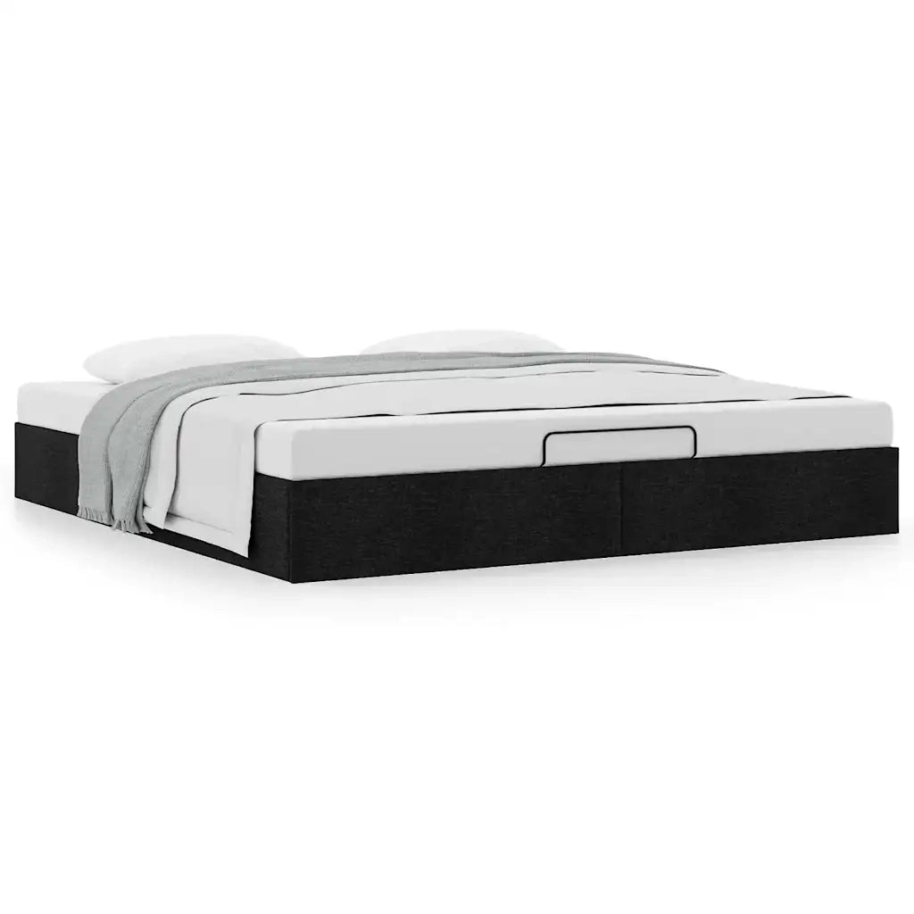 Struttura Letto Pouf senza Materasso Nero 200x200 cm in Tessuto 3310905