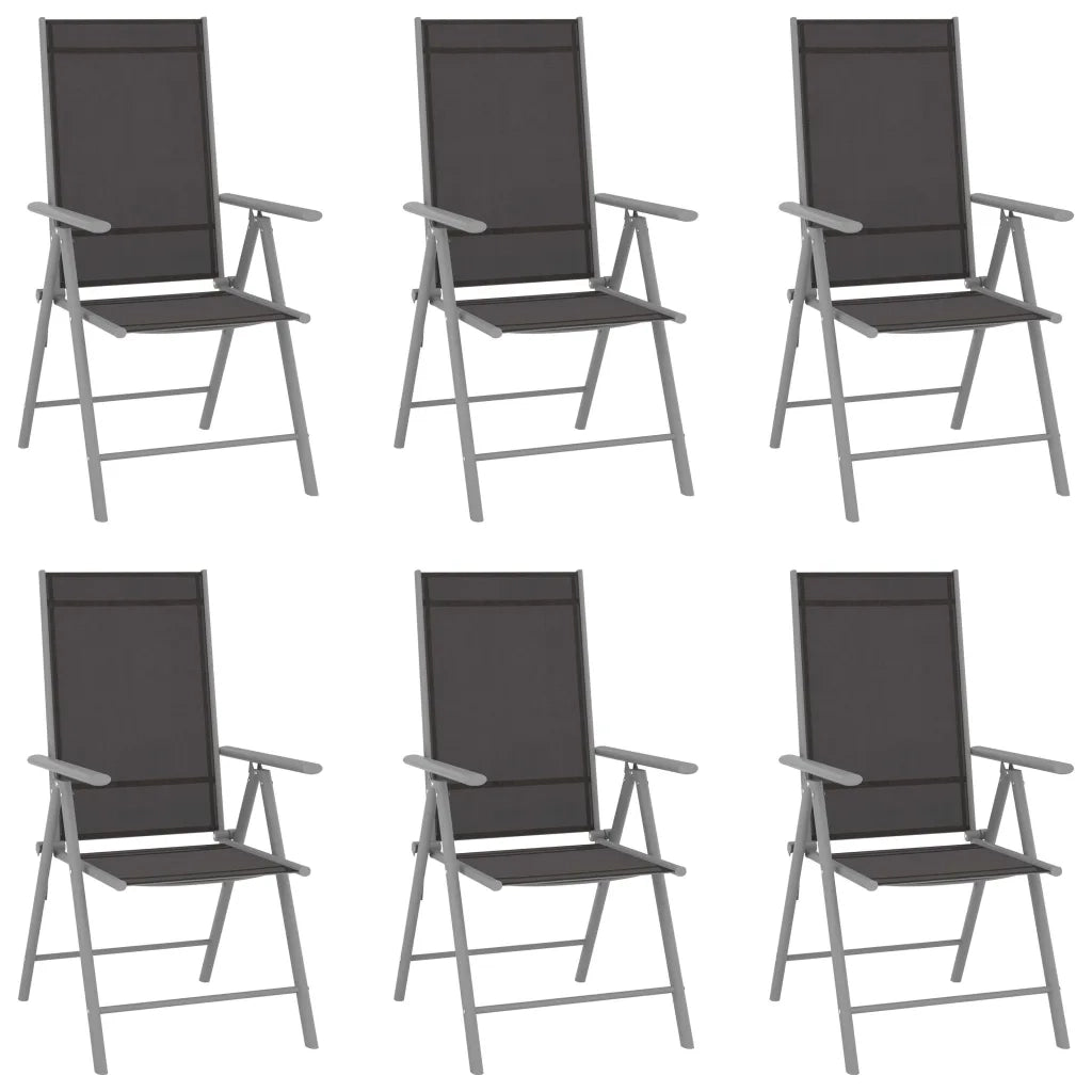Sedie da Giardino Pieghevoli 6 pz in Textilene Nere cod mxl 43301