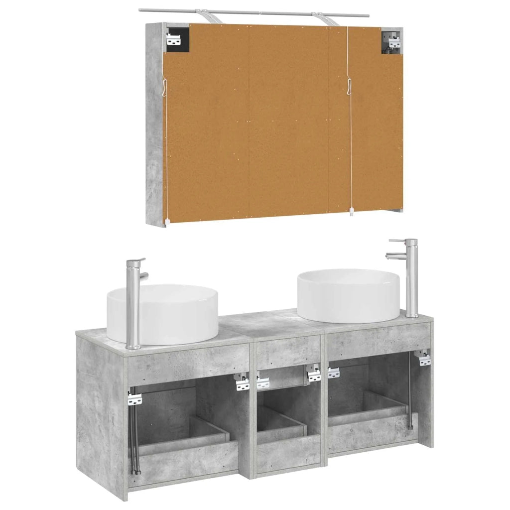 Set di mobili per il bagno 4 pcs Grigio Cemento 3407098