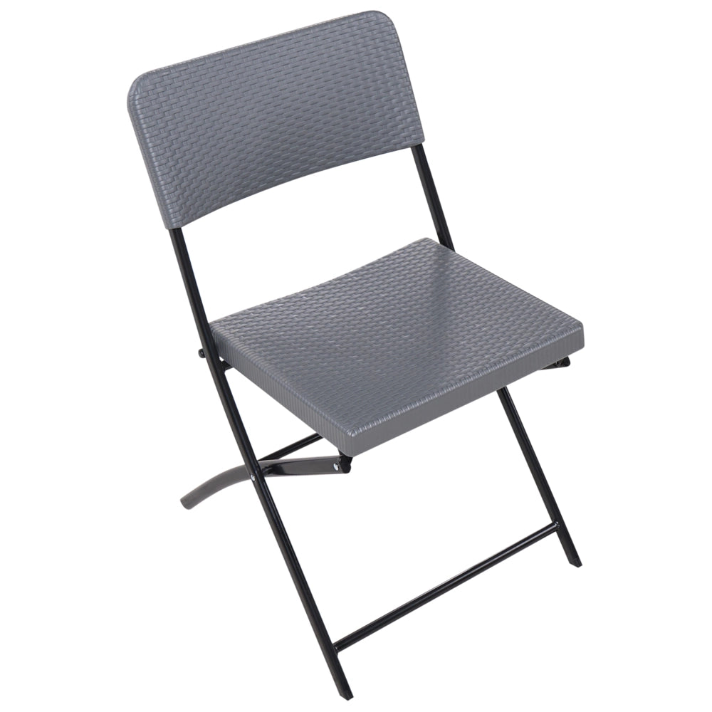 Set da bistrot con tavolo e 2 sedie Seduta e schienale in materiale sintetico Gambe in acciaio Pieghevole Resistente alle intemperie grigio