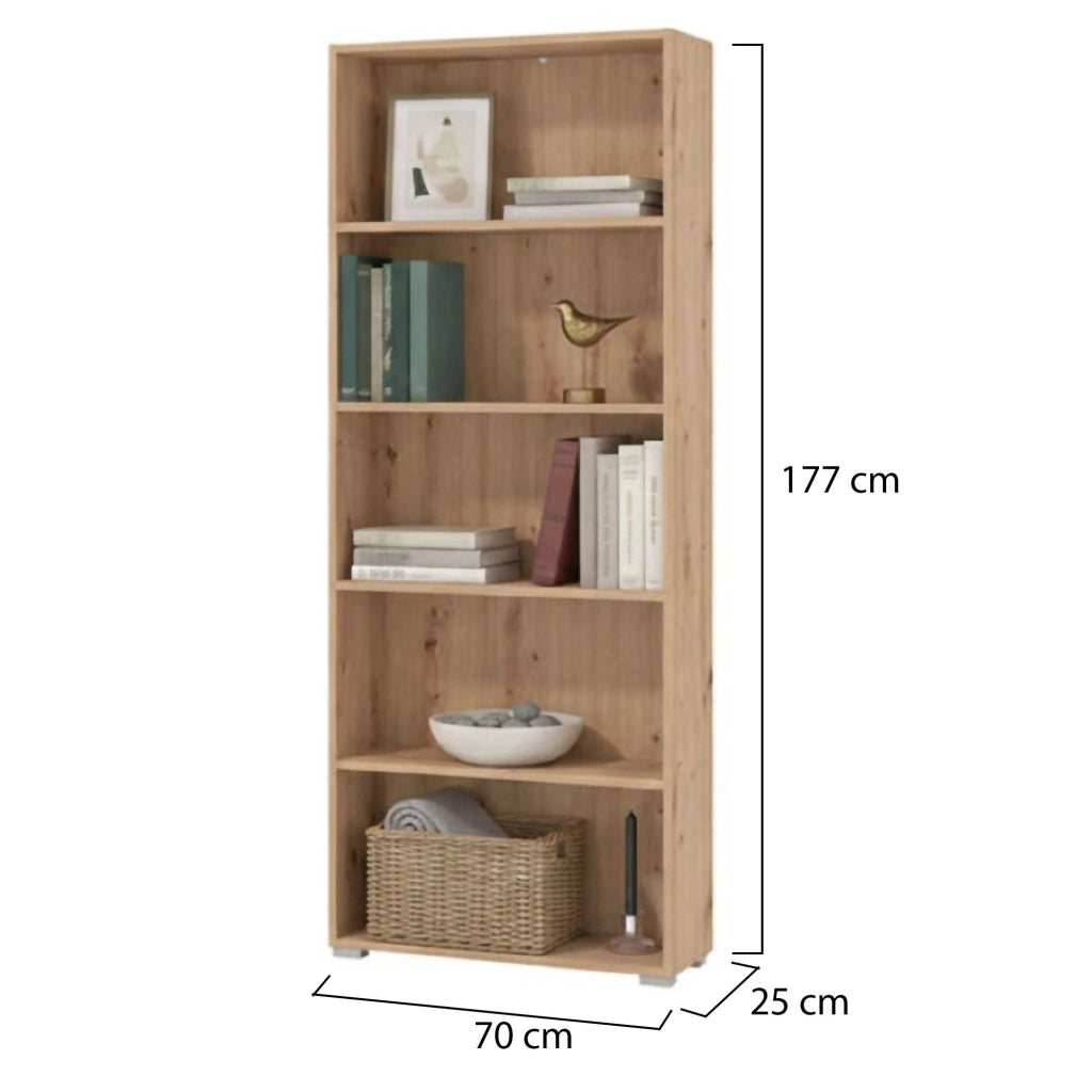 Biblioteca Urgnano, Libreria 4 Ripiani, 70x24.5x176.5h cm Marrone Rovere Nodi