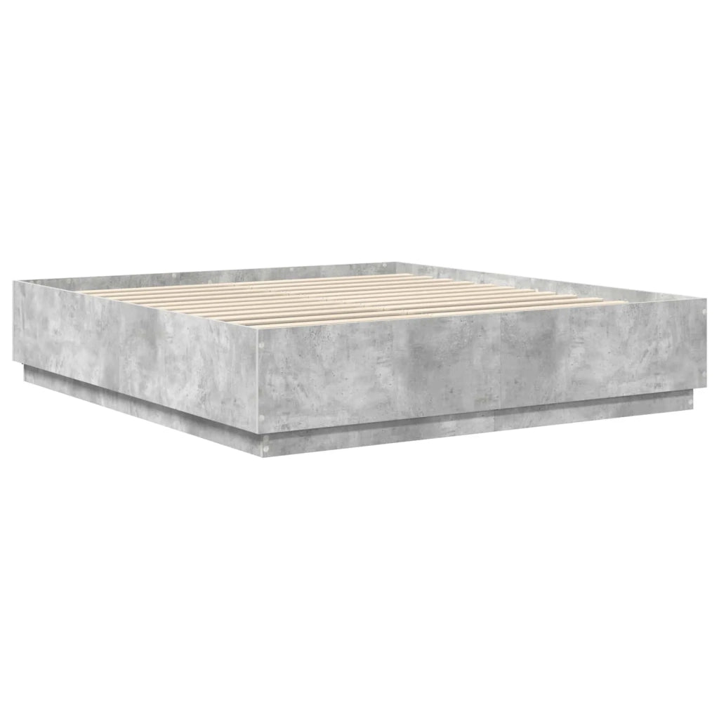 Struttura del letto con strisce LED Grigio cemento 200 x 200 cm 3408043
