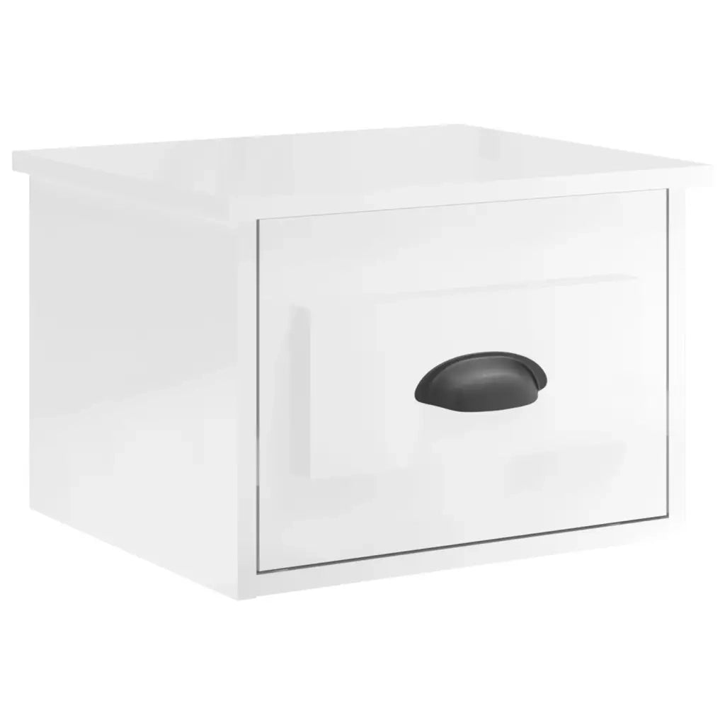Comodini a Parete 2 pz-Set di 2 Tavolino da notte Bianco Lucido 41,5x36x28 cm