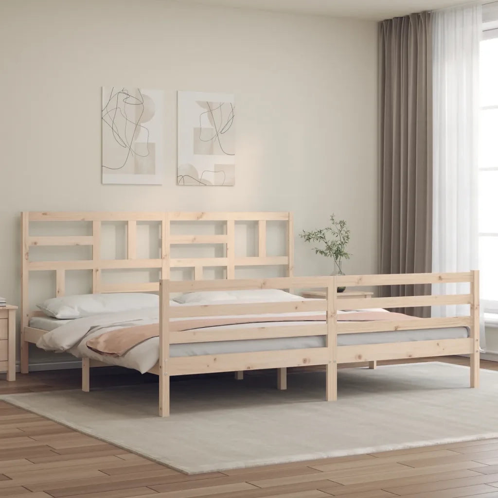 Giroletto con Testiera Super King Size-Struttura Letto in Legno Massello 855128