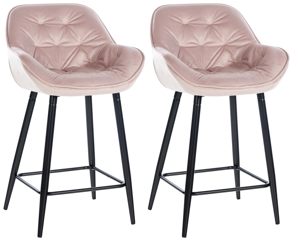 Set di 2 sgabelli da bar Gibson rosa,Velluto