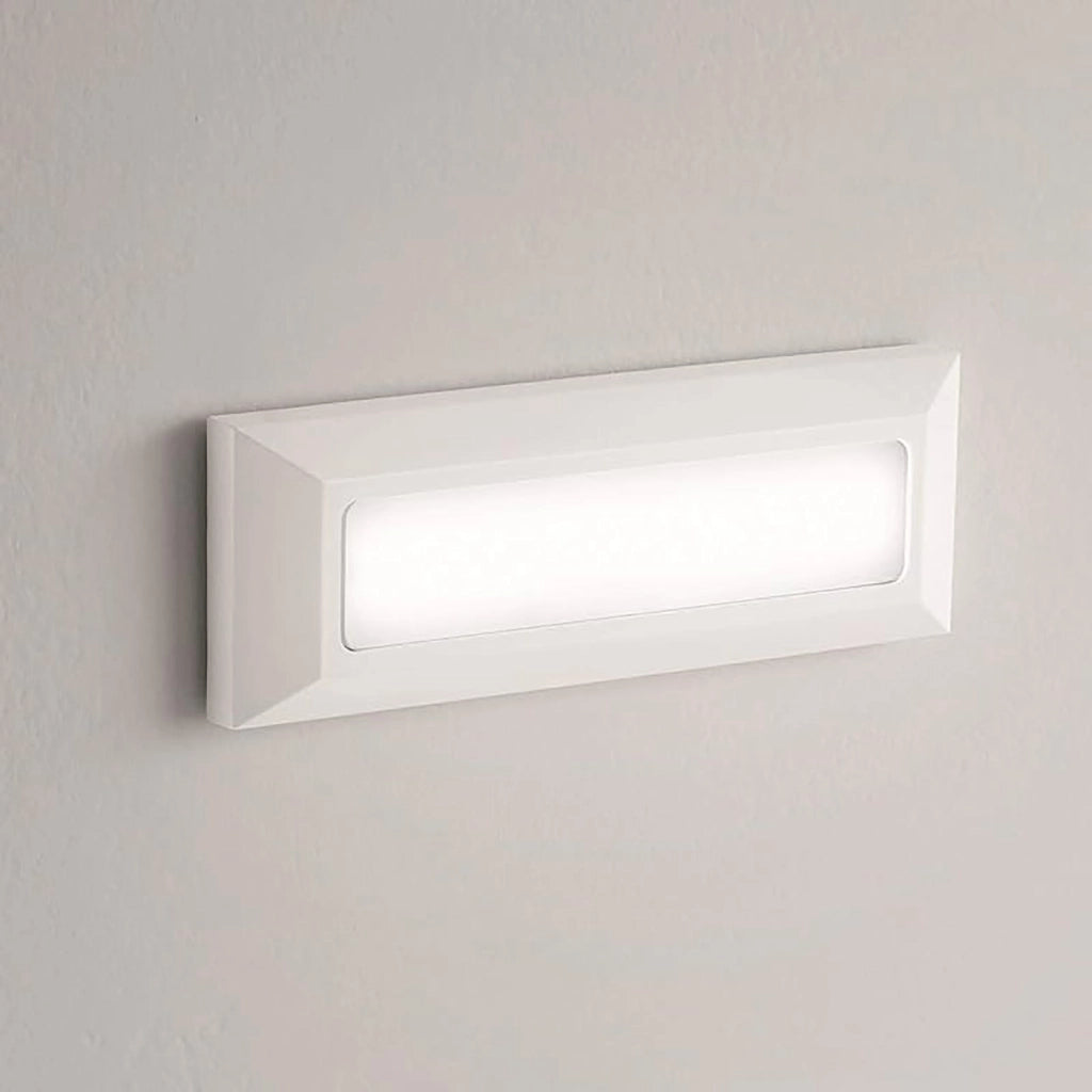 Faretto segnapassi esterno LED 6W CCT lampada bianca rettangolare parete muro IP65 switch 3 temperature luce garage scale 230V