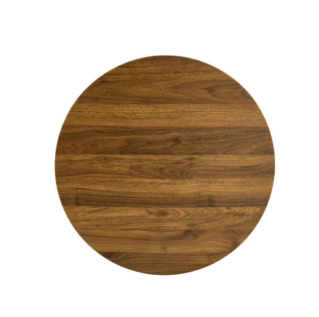 Tavolo rotondo Mid-Century in MDF e metallo; altezza 72 cm; Gold/Walnut