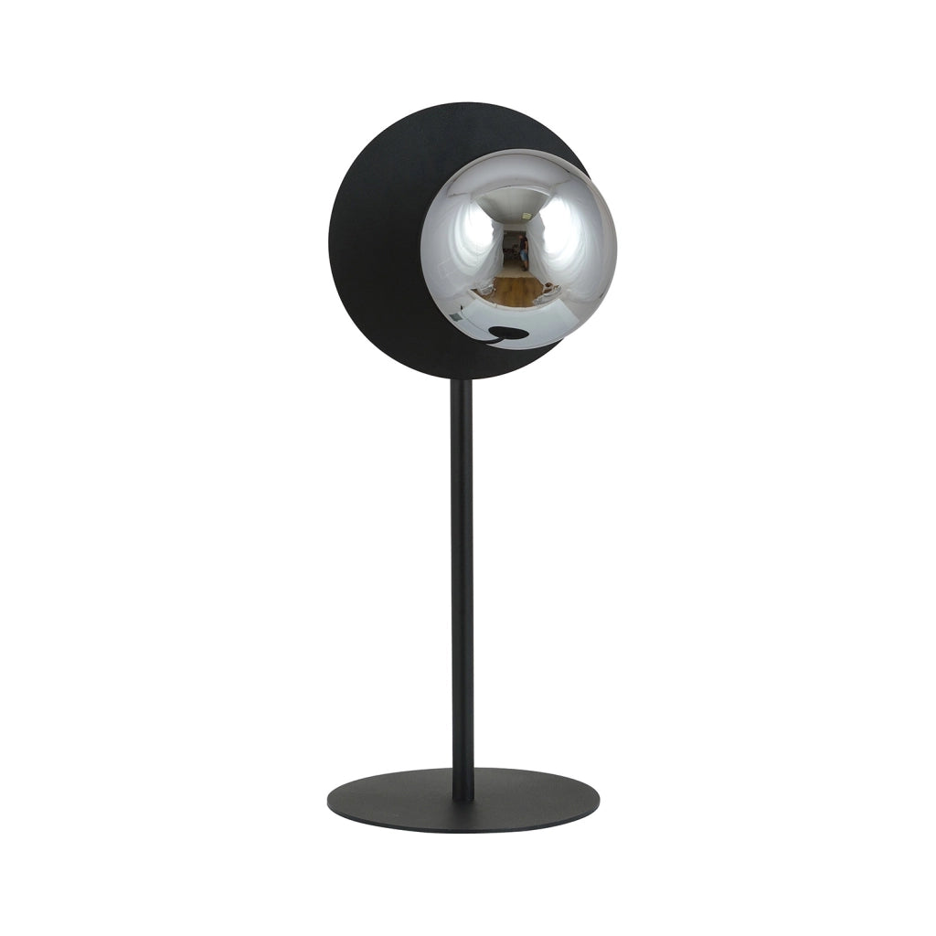 Lampada Da Tavolo Contemporanea Ippolita 1 Luce In Acciaio Nero E Vetro Fumè