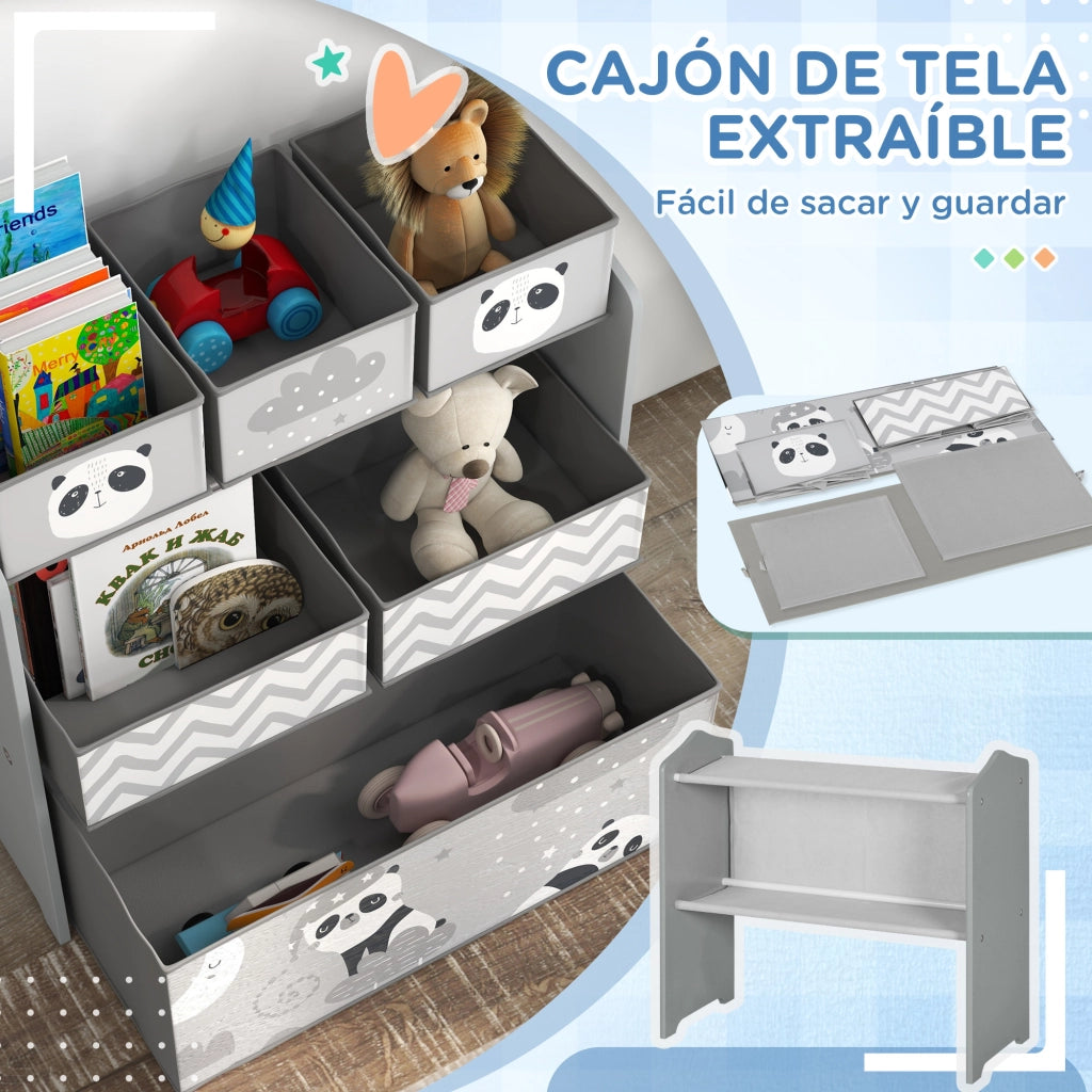 Scaffale portagiochi per bambini ¨C Xylo ¨C 6 cassetti in tessuto grigio 63x30x66 cm