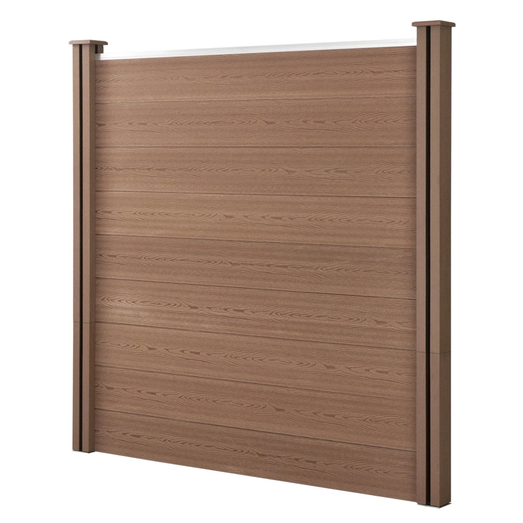 Recinzione frangivento e per la privacy in legno composito marrone (WPC) 183 x 879 cm 03_0001448