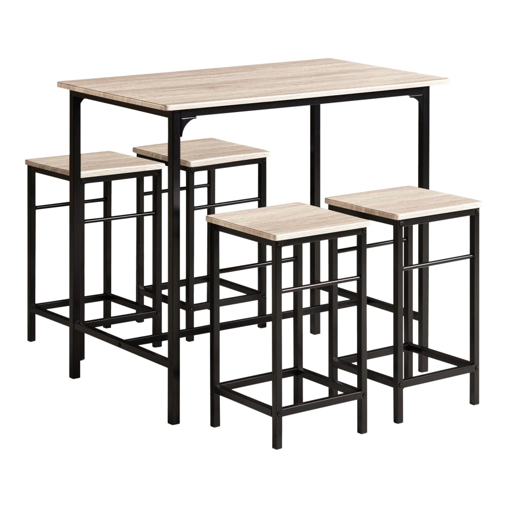 Set 5 Pezzi Tavolo con 4 sgabelli Mobile Bar per casa Stile Industriale L100*P60*A87 cm Legno OGT11-N