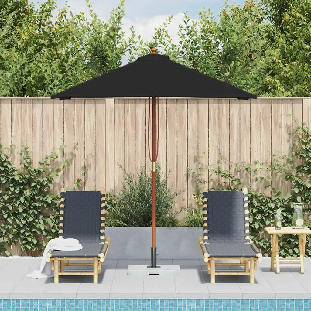Ombrello | Parasolne da Giardino con Palo in Legno 150x200 cm Nero