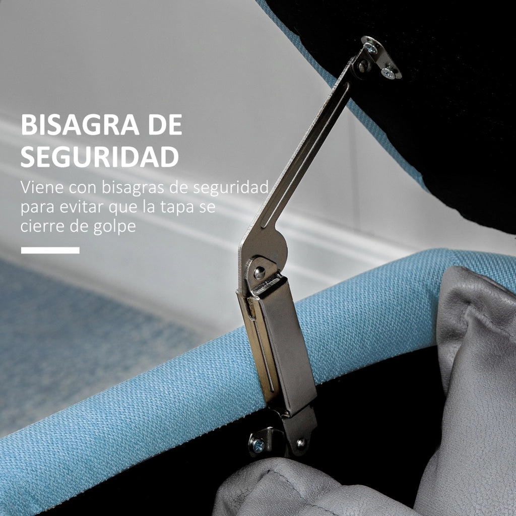 Cassettiera con Coperchio Ribaltabile ¨C Zephmum ¨C 101x38.5x44.5 cm Blu Chiaro