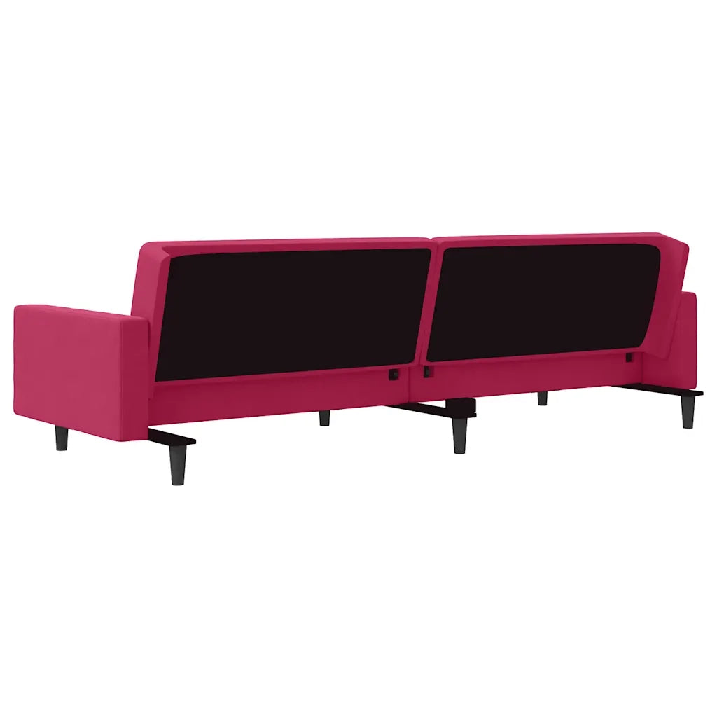 Divano letto | Sof¨¤ letto | Letto singolo a 2 Posti con 2 Cuscini Rosso Vino in Velluto