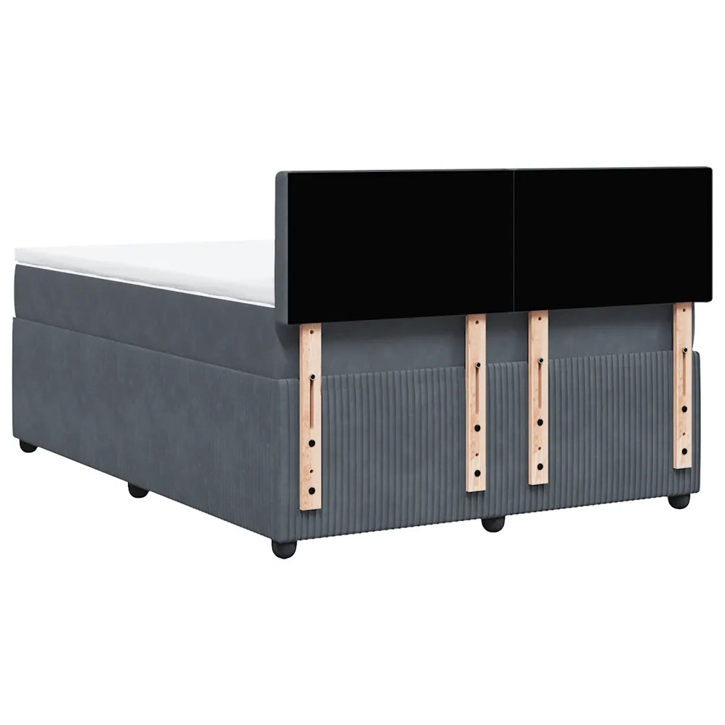 Giroletto a Molle con Materasso Grigio Scuro 160x200 cm Velluto