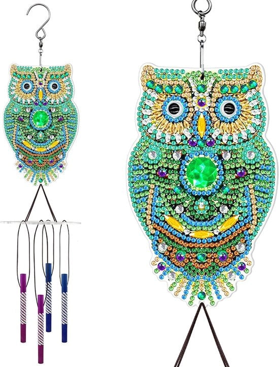 Sfida di pittura con uccelli e 4 tubi metallici, campana a vento per finestra, gioco di campane magiche appeso, decorazione per festa di compleanno bambino per giardino o interna.