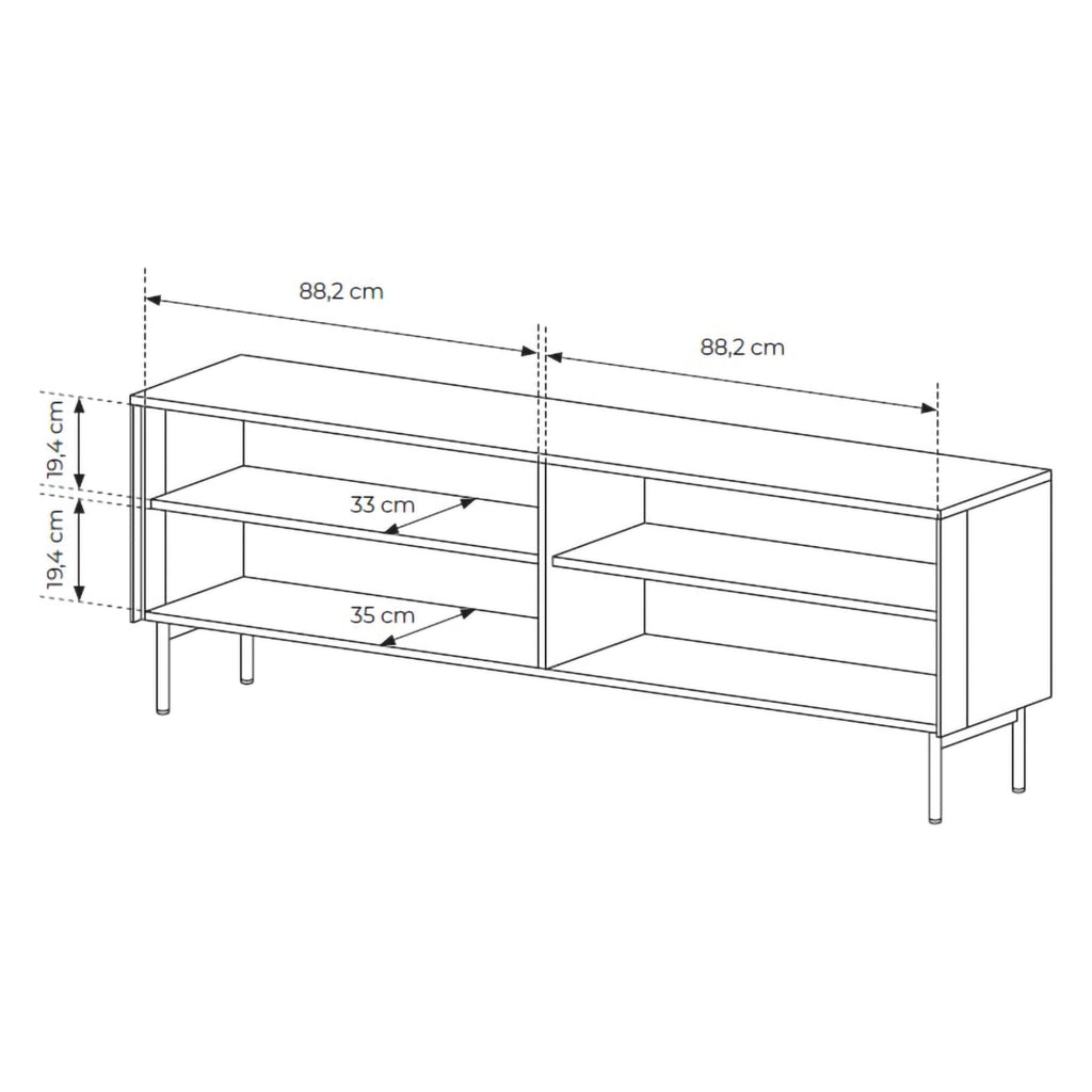 Kalerora, Mobile Porta tv 3 Ripiani, 181x39x62h cm Marrone Noce