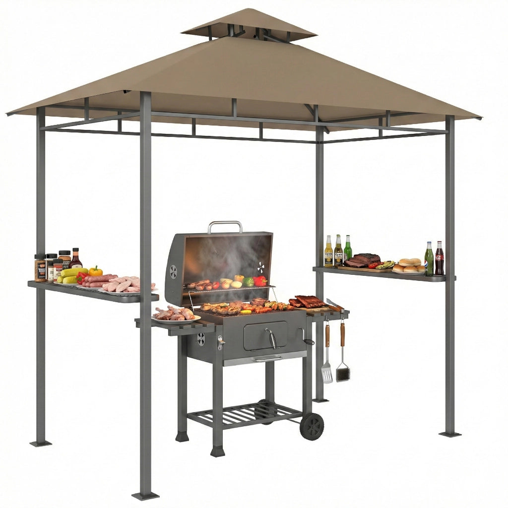 Tonnella Barbecue da Giardino ¨C Zephmum ¨C Marrone 245x146x255cm in Metallo