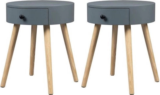 Set di 2 cassetti notturni in legno - stile e funzionalità - costruzione robusta - con cassetto - design moderno - grigio
