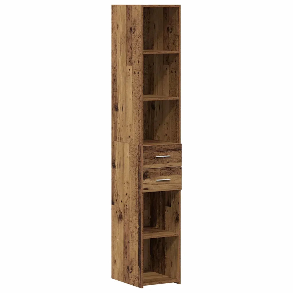 Libreria con cassetto-Scaffale per Libri-Mobile di Stoccaggio Legno vecchio 30 x 42.4 x 185.2 cm