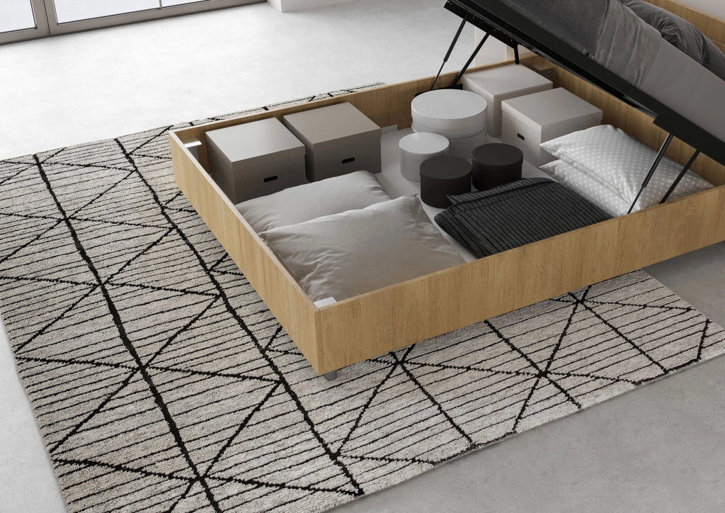 Letto Matrimoniale Francese 140x190 cm Senza Rete Ankel Testata Doghe Inclinata Quercia