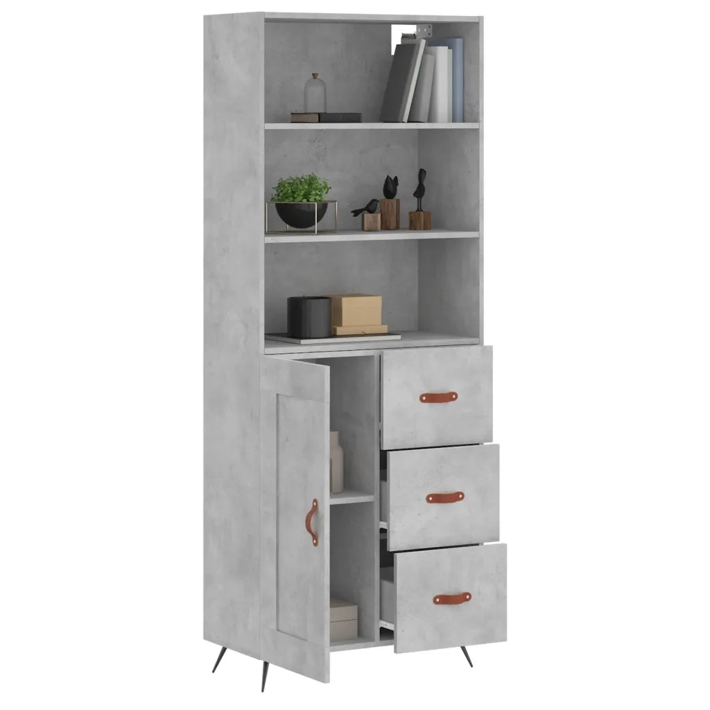 Credenza-Buffet-Armadio da cucina Grigio Cemento 69,5x34x180 cm in Legno Multistrato 811708
