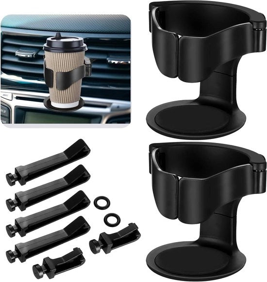 Bicchieri per auto universali, 2 pezzi, ventilazione auto, contenitore bottiglia, regolabile, asse da auto, contenitore bottiglia, contenitore bicchiere, nero, 8,5 x 9,6 cm