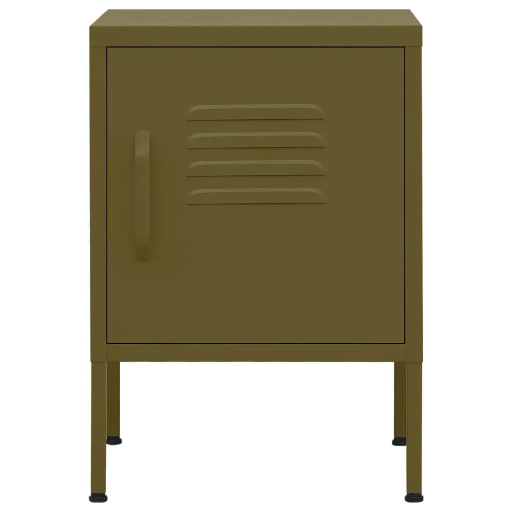 Comodini 2 pz-Set di 2 Tavolino da notte Verde Oliva 35x35x51 cm in Acciaio