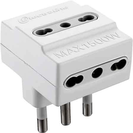 ADATTATORE TRIPLO 16A 2P+T - presa 10/16A 2P+T - Colore Nero - ELECTRALINE