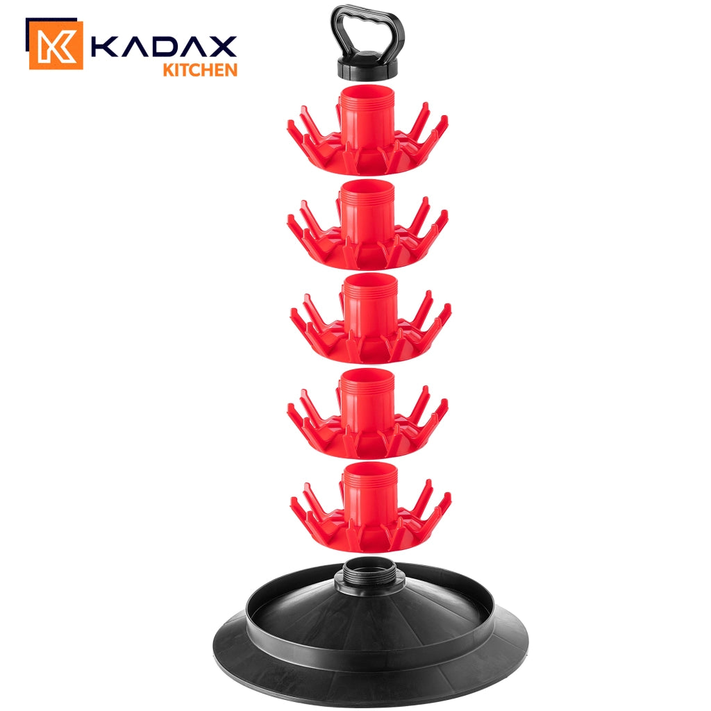 KADAX Portabottiglie modulare con scolapiatti per 50 bottiglie, grande, rosso