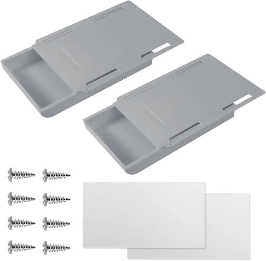 Organizzatore per scrivania - 2 pezzi - Grigio - Scatola di archiviazione creativa - Etichetta per scrivania - Cassa inferiore nascosta