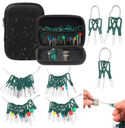 Set di strumenti per rimozione di contatti e connettori per auto, composto da 76 pezzi, contenente pinverdrikkers, rimozione di connettori a cavo, demontaggio di contatti rotondi e set di strumenti per rimozione di terminali.