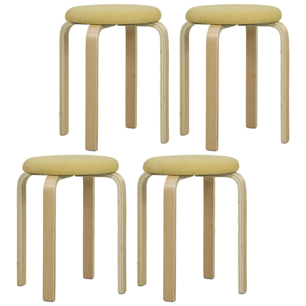 Set di 4 sgabelli rotondi impilabili ¨C zephmum ¨C imbottiti in tessuto giallo
