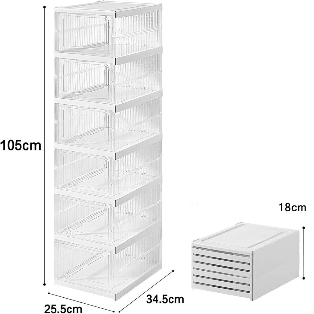 Trade Shop - Scarpiera Pieghevole Scarpe Richiudibile 6 Contenitori Salvaspazio 105x25.5x34.5cm -