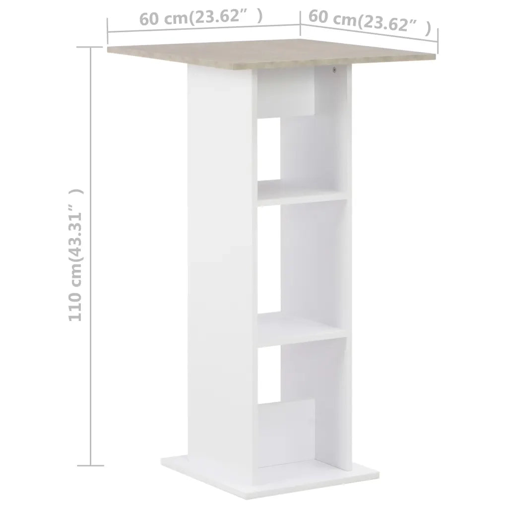 Tavolo da Bar Bianco e Cemento 60x60x110 cm 280208
