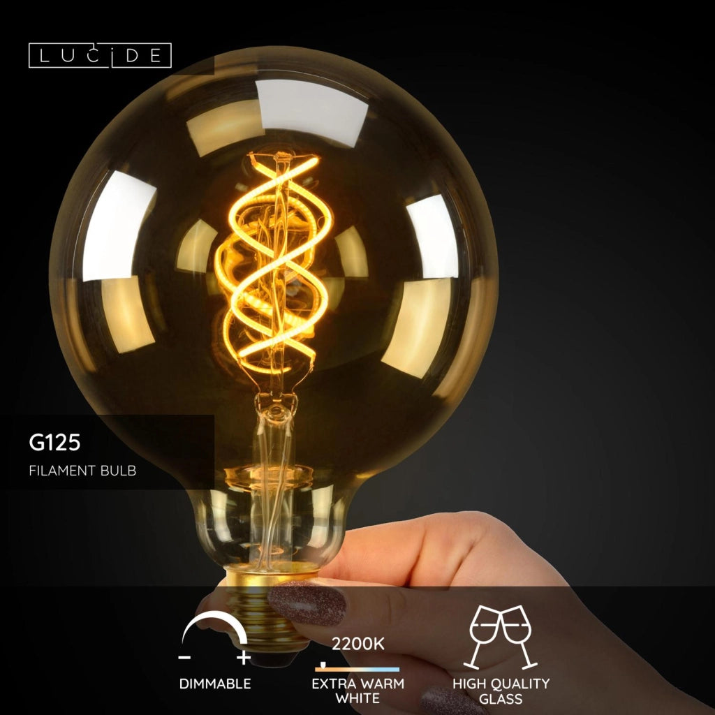 Lampadina LED filament ambra sfera E27 5W Lucide