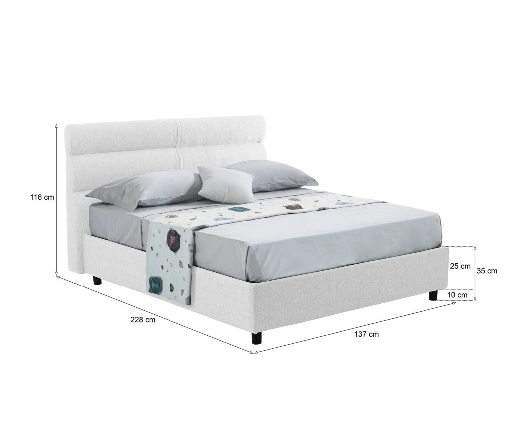 Briona, Letto Piazza e Mezza Sfoderabile Made in Italy, Bianco