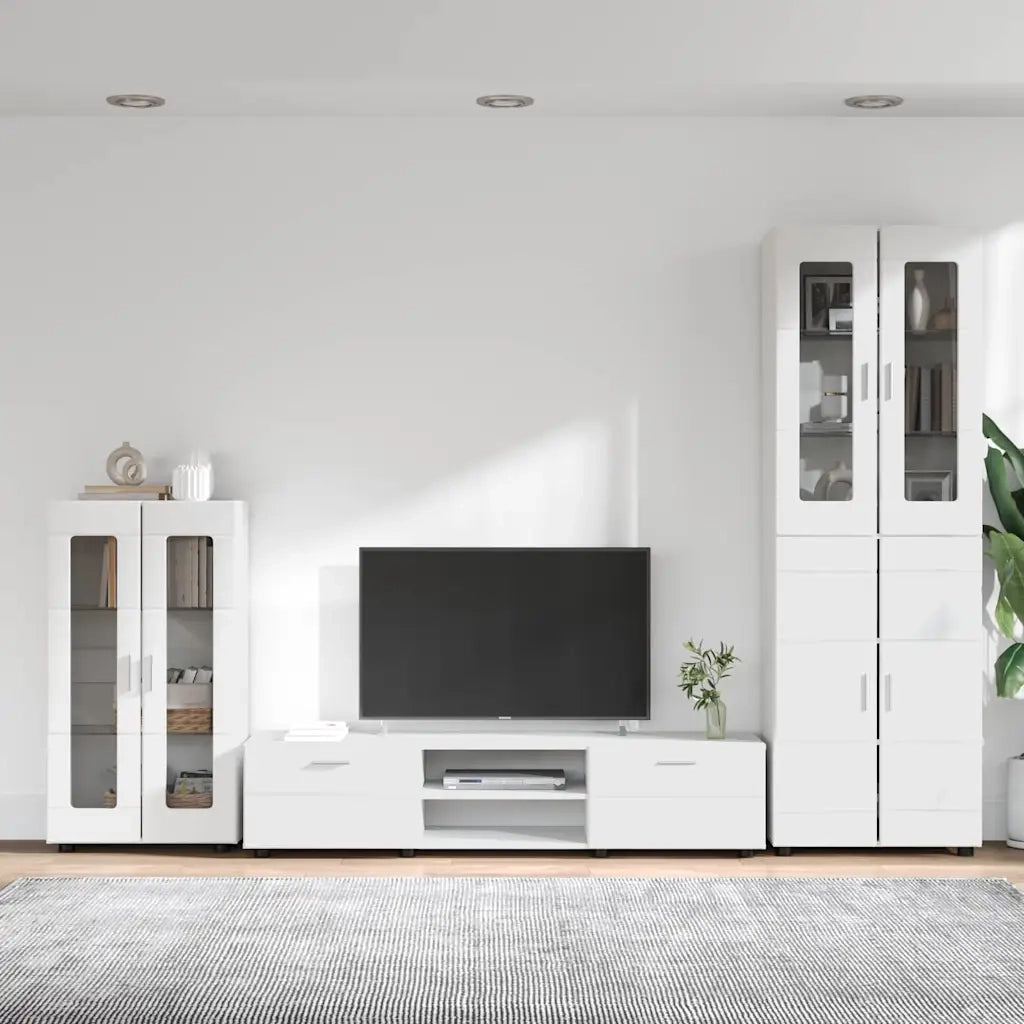 Set mobile TV con cassetto FLORIN Bianco Legno multistrato