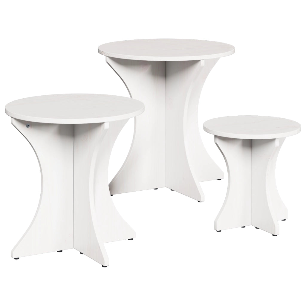 vidaXL Tavolino da salotto 3 pcs Bianco 46 x 46 x 47 cm