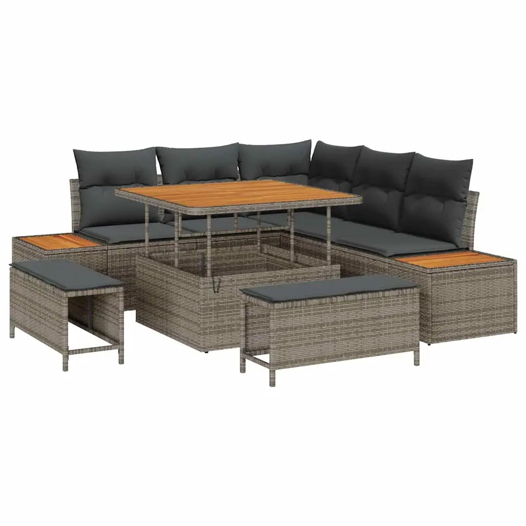Set Divano da Giardino 8 pcs Grigio polyrattan