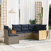 Set Divani da Giardino 5 pz con Cuscini Grigio in Polyrattan 3227657