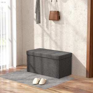 Panca Contenitore Pieghevole 84L 76x38x38 cm in Tessuto Grigio Scuro