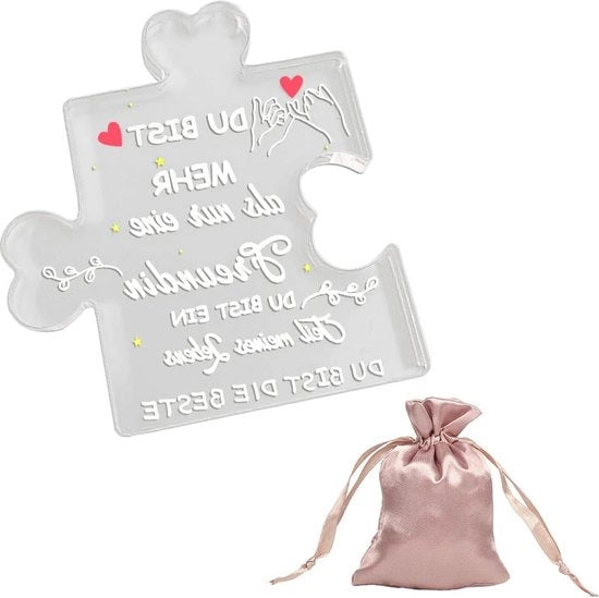 Puzzello acrilico unico con incisione - Regalo per l'amica e contenitore di conservazione - Ornamento da parete per migliore amica - Decorazione per la camera.
